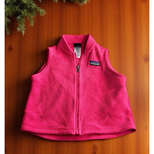 Patagonia Baby Pink Synchilla Fleece Sleeveless Vest 12 Months Full Zip Warm